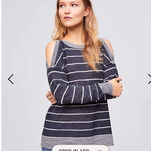 Loft cold shoulder striped sweater - Picture 2 of 9